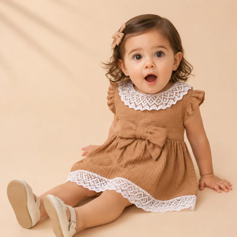 فستان طفلة أنيق بالدانتيل